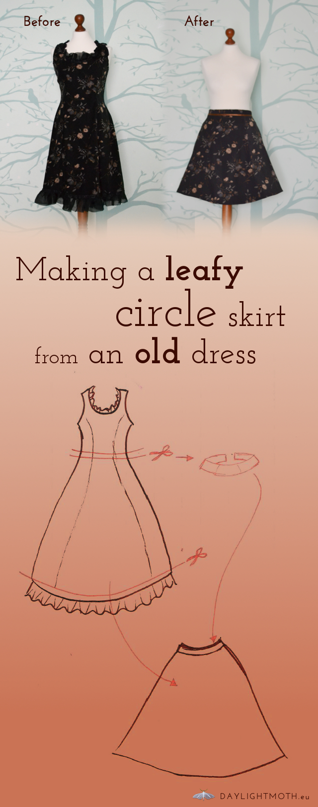 This is a very easy and uncomplicated way of making a skirt from a dress. and creating a new piece of clothing from somthing old #upcycling